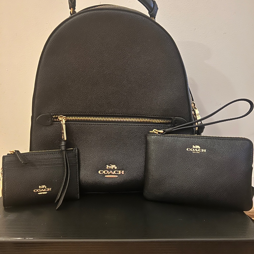 Coach Black Backpack with Wallet and Cardholder